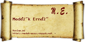 Medák Ernő névjegykártya
